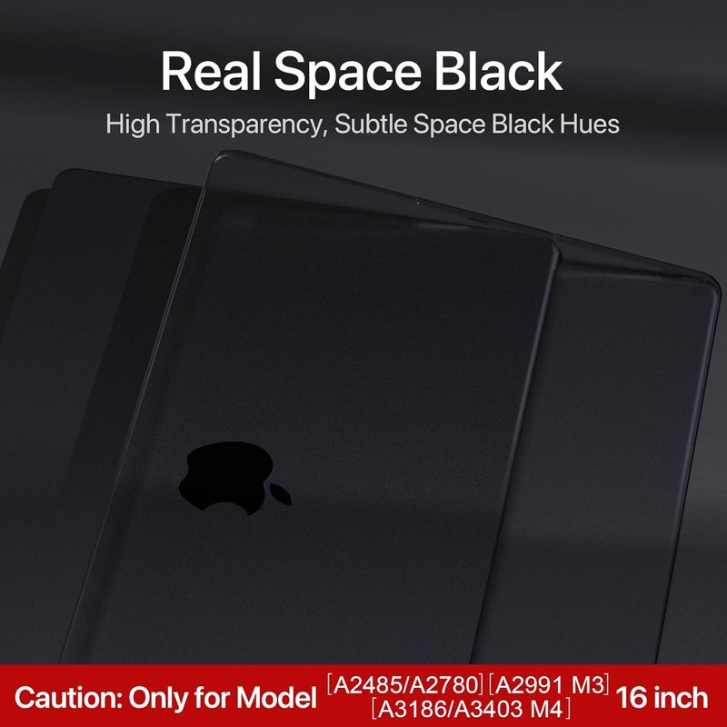 soonjet غطاء لجهاز MacBook Pro مقاس 16 بوصة M4 2025 2024-2021 M3 M2 M1 Pro/Max [مطابقة 100% للون الرسمي] غطاء صلب واقي لجهاز اللابتوب - أسود فضائي شفاف - Image 4